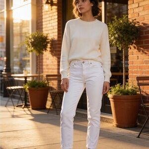 Eileen Fisher Organic Cotton Stretch Straight‎ Leg Jeans White Women's Size 4